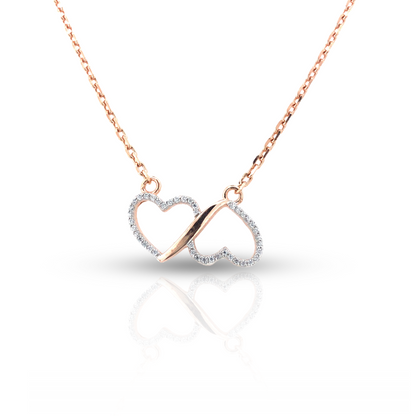 Delicate Double Hearted Silver Pendant Necklace for Women