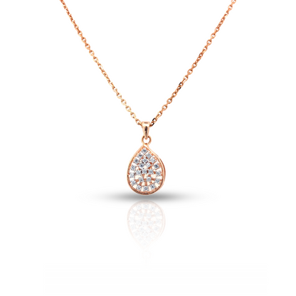 Radiant CZ Teardrop Sterling Silver Pendants on display