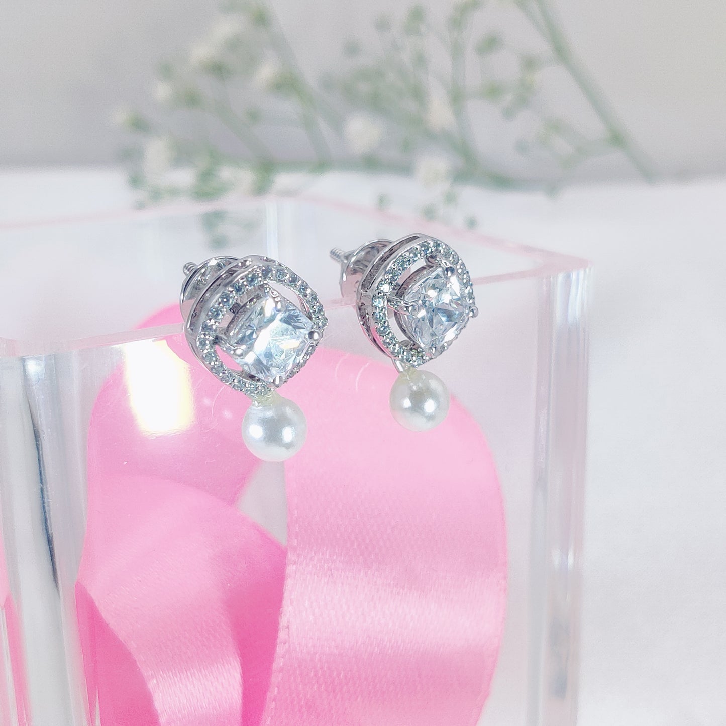 Lustre Pearl Halo Stud Earrings