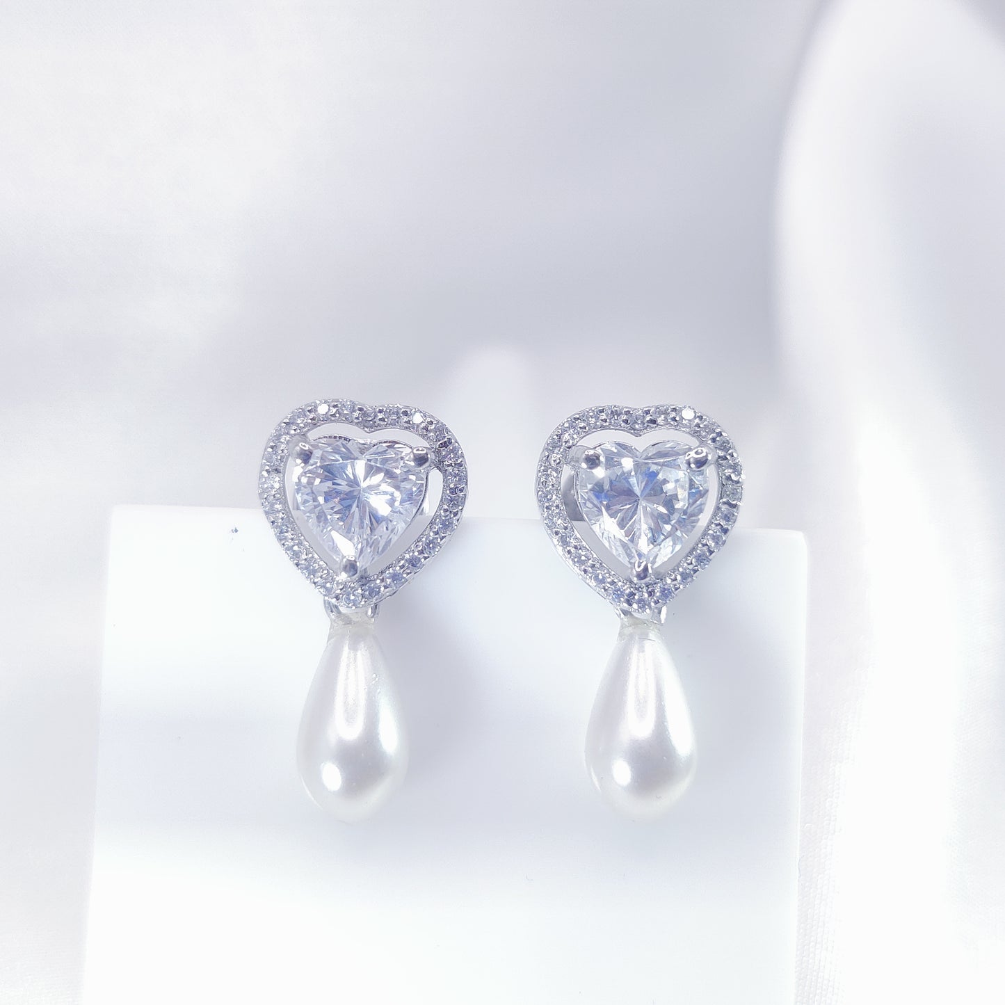 Luminous Heart Stud Earrings