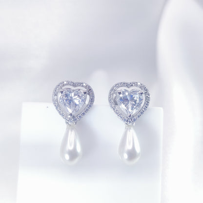 Luminous Heart Stud Earrings