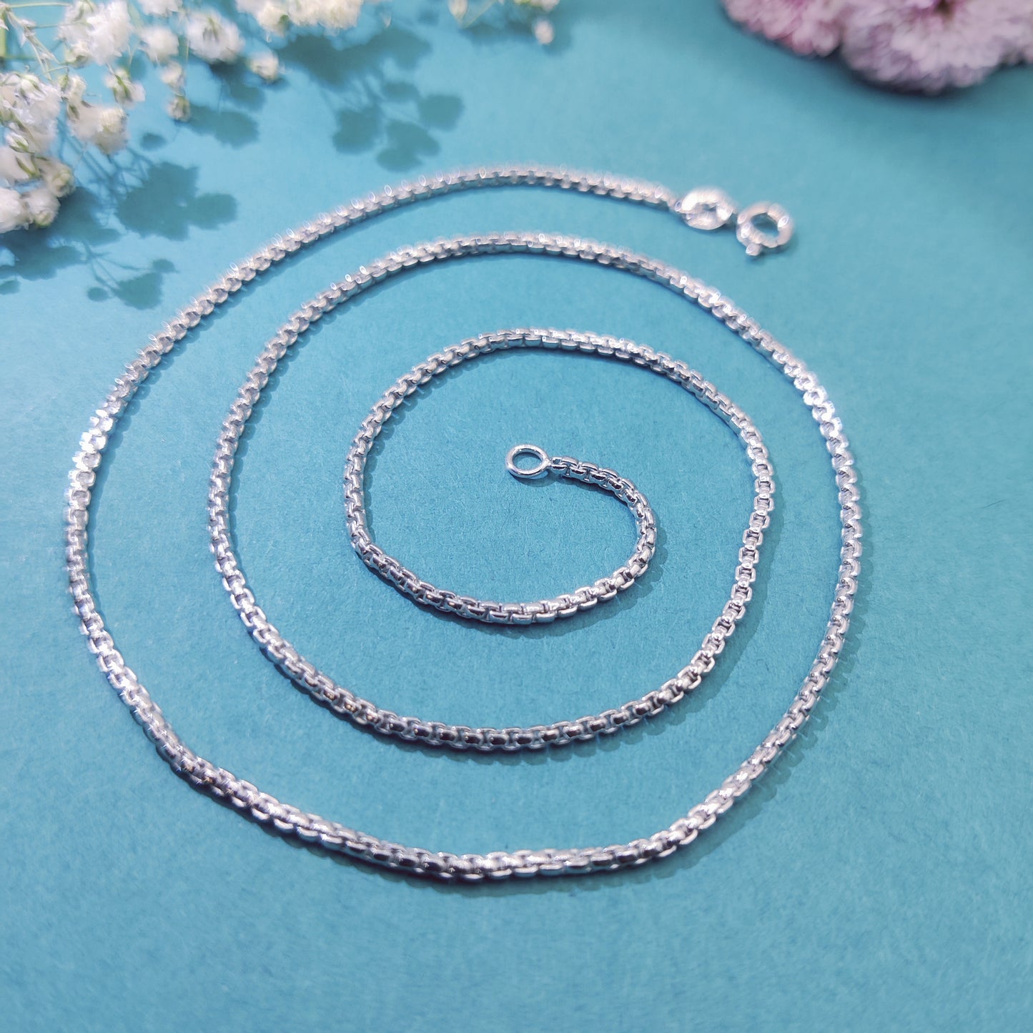 Sleek Box Silver Chain for Men