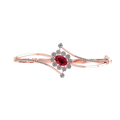 Radiant Ruby Blossom Italian  Bracelet