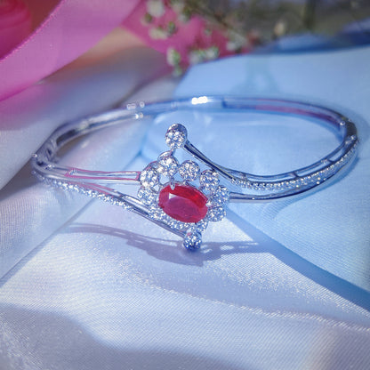 Radiant Ruby Blossom Italian  Bracelet