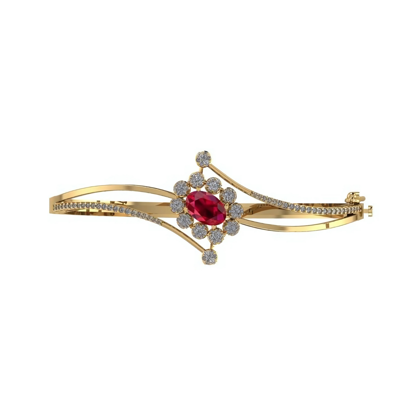 Radiant Ruby Blossom Italian  Bracelet