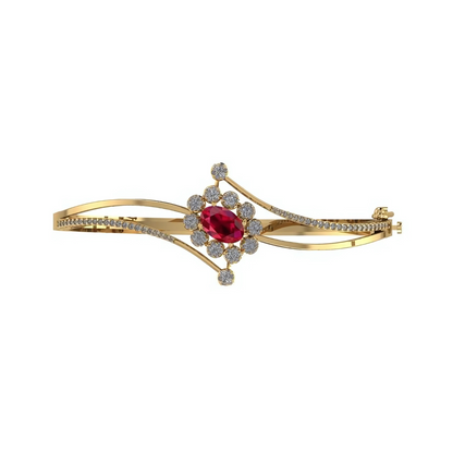 Radiant Ruby Blossom Italian  Bracelet