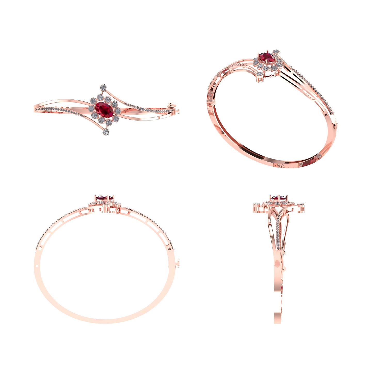 Radiant Ruby Blossom Italian  Bracelet