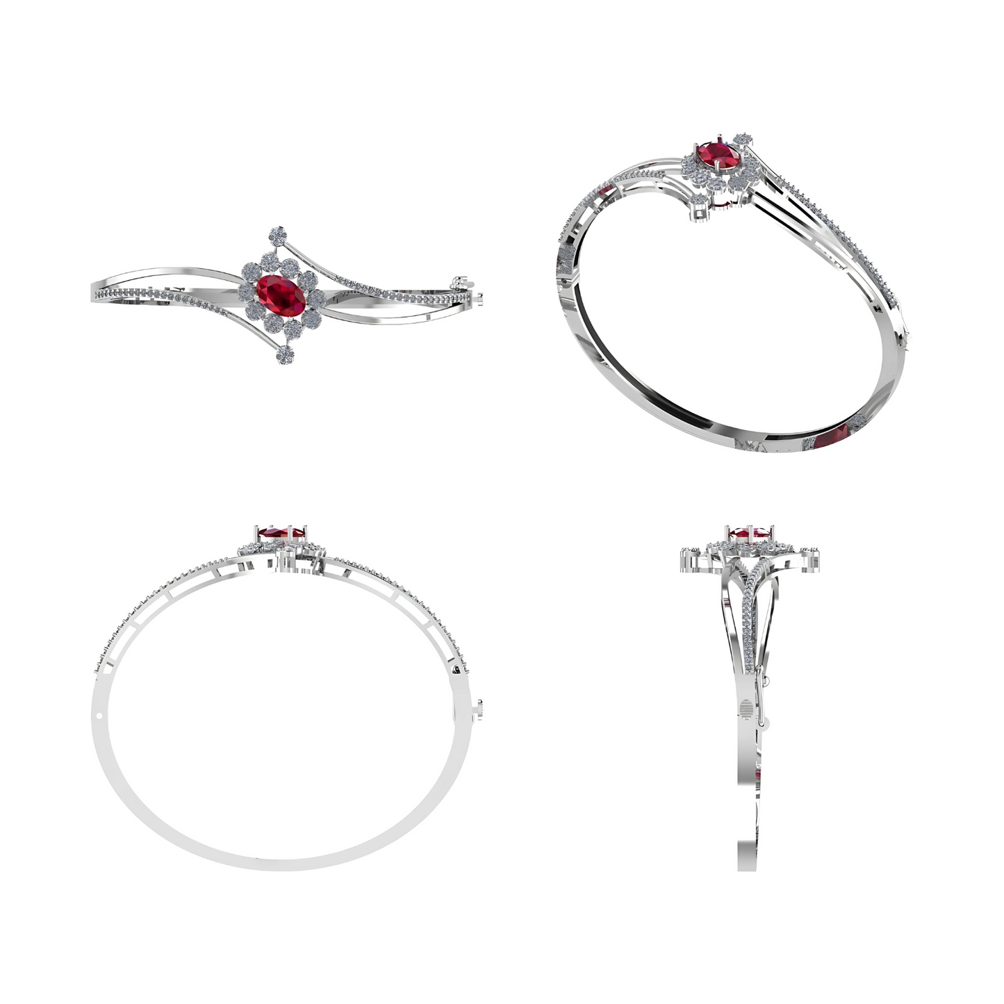 Radiant Ruby Blossom Italian  Bracelet