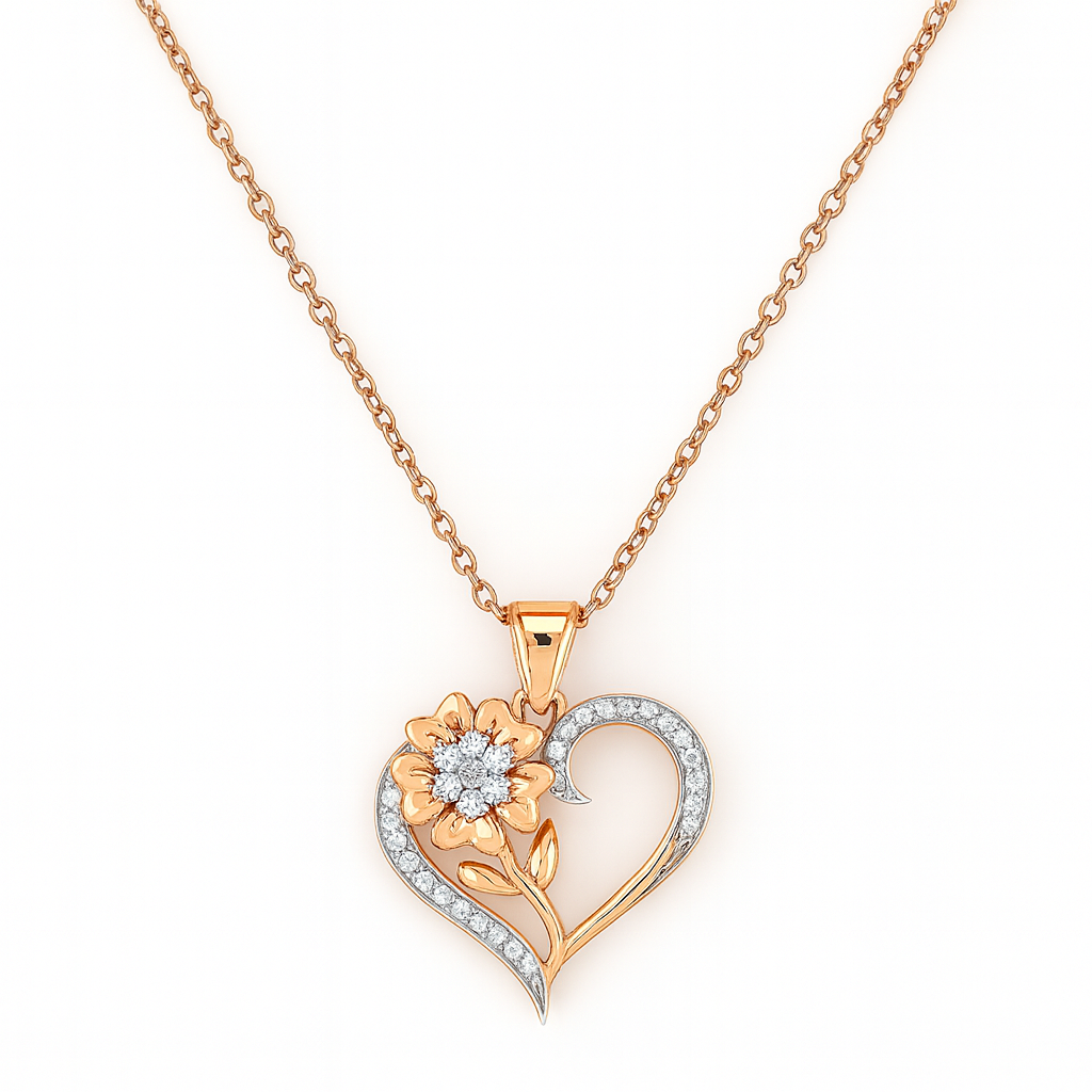 Rosy Heart Silver Pendant