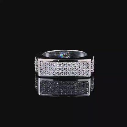 Refined Rectangular CZ Silver Ring