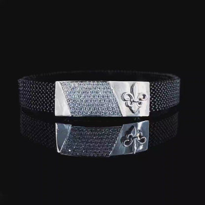 Luxurious Men's Silver Bracelet with Fleur-de-lis