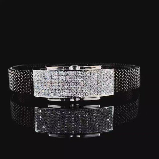Dazzling CZ-Stone Encrusted Silver Bracelet