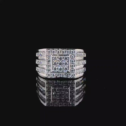 Bold Square Cut CZ Dazzling Silver Ring