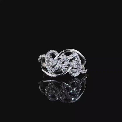 Eternal Love Heart-Linked Silver Ring
