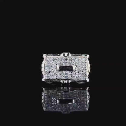 Centered Shining CZ Pavé Silver Ring