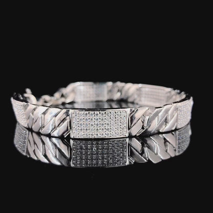 Cross Link Dazzling CZ-Stone Bracelet