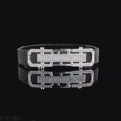 High-shine finish finished Adjustable Silver Bracelet (Unisex)