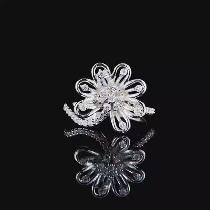 Sapphire Princess Petal Silver Ring