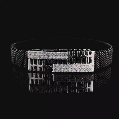 Modern Men's Silver Bracelet with Beads