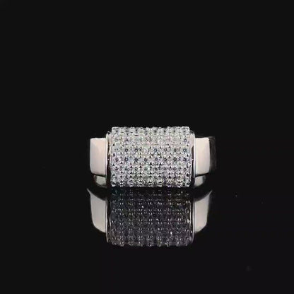 Luxurious Pavé Set Diamond Sparkle Silver Ring