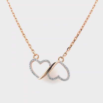 Romantic Double Heart Silver Pendant Necklace