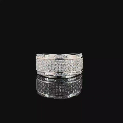 Round Cut CZ Accents Sterling Silver Ring