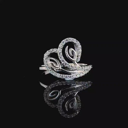 Elegant Stereo Hearts Silver Ring