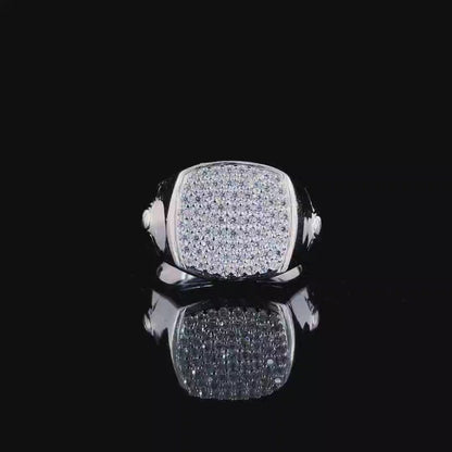 Stylish Square Pavé Sterling Silver Ring