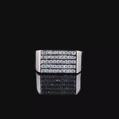 Sterling Silver CZ-Encrusted Ring with Classic Style