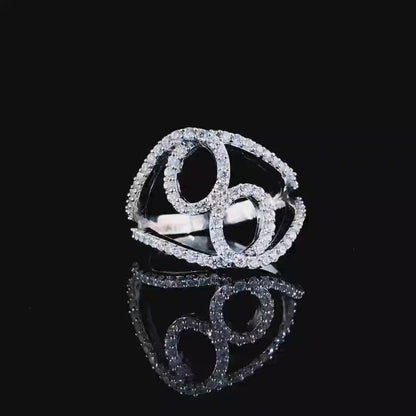 Sparkling Swirl CZ Silver Ring