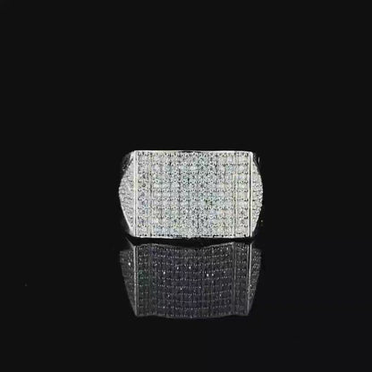 CZ Pavé Setting Square Shape Sterling Silver Ring