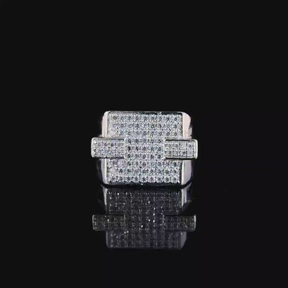 Sparkling CZ Stone Rectangular Sterling Silver Ring