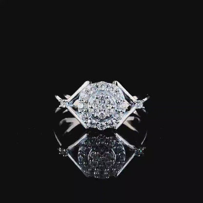 Triple Halo Brilliance Sterling Silver Ring