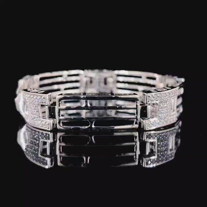 Hammer Bold Chain-link Loose Fit 925 Pure Silver Bracelet for Men