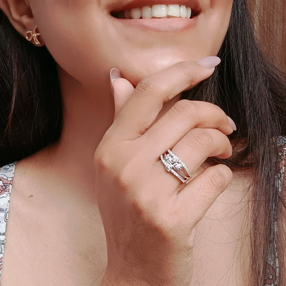 Frosted Leaf Symphony Ring