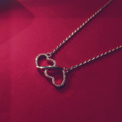 Romantic Double Heart Silver Pendant Necklace