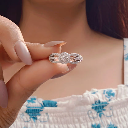 Criss Cross Crown Halo Ring