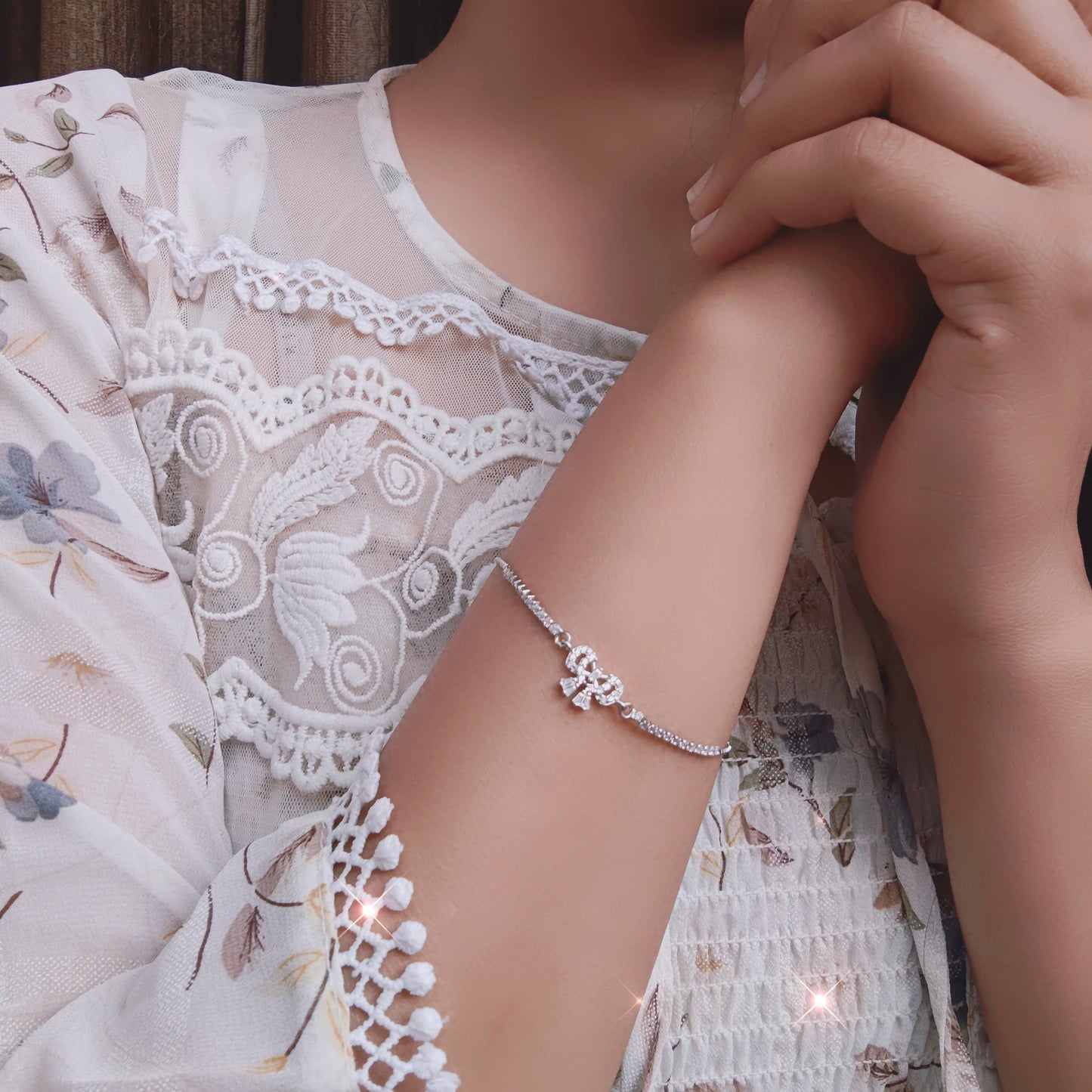 Sparkling Bow Charm Bracelet