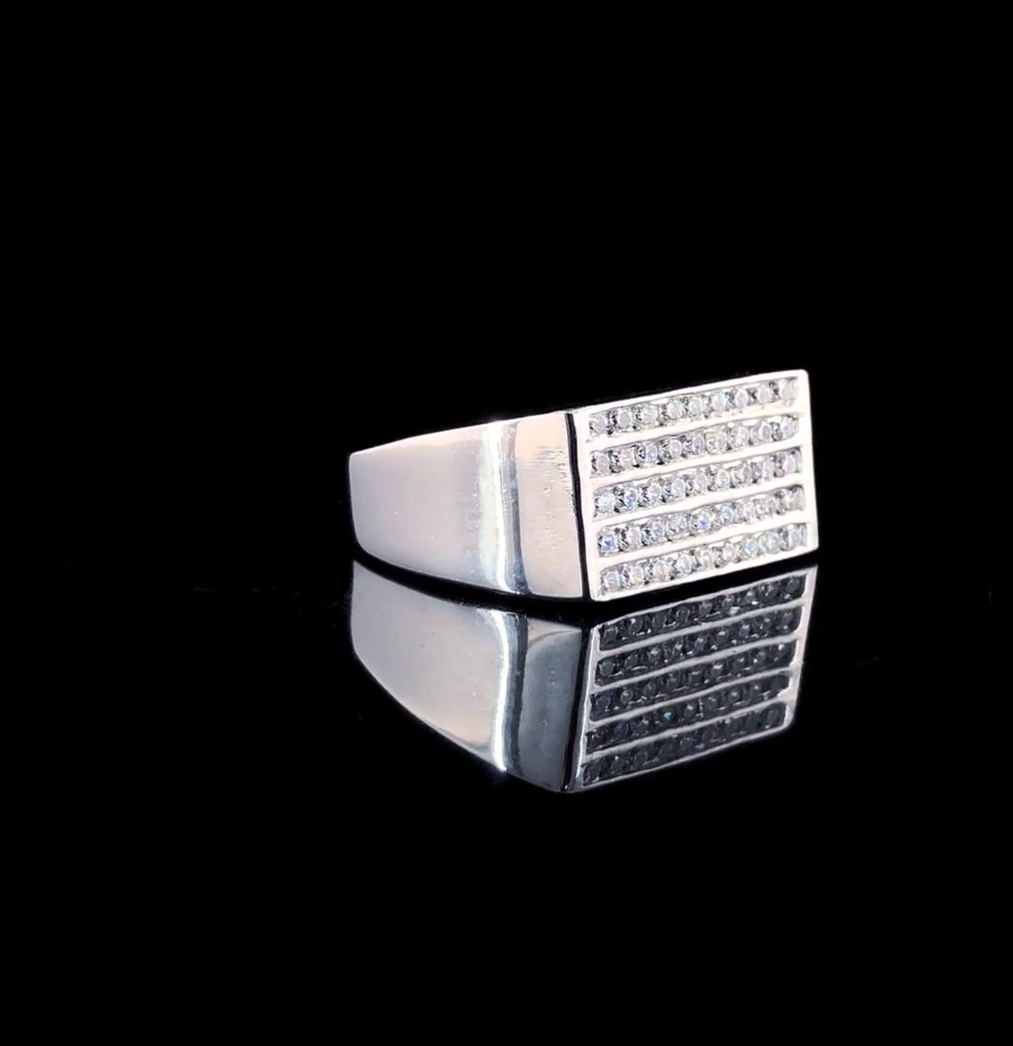 Sterling Silver CZ-Encrusted Ring with Classic Style