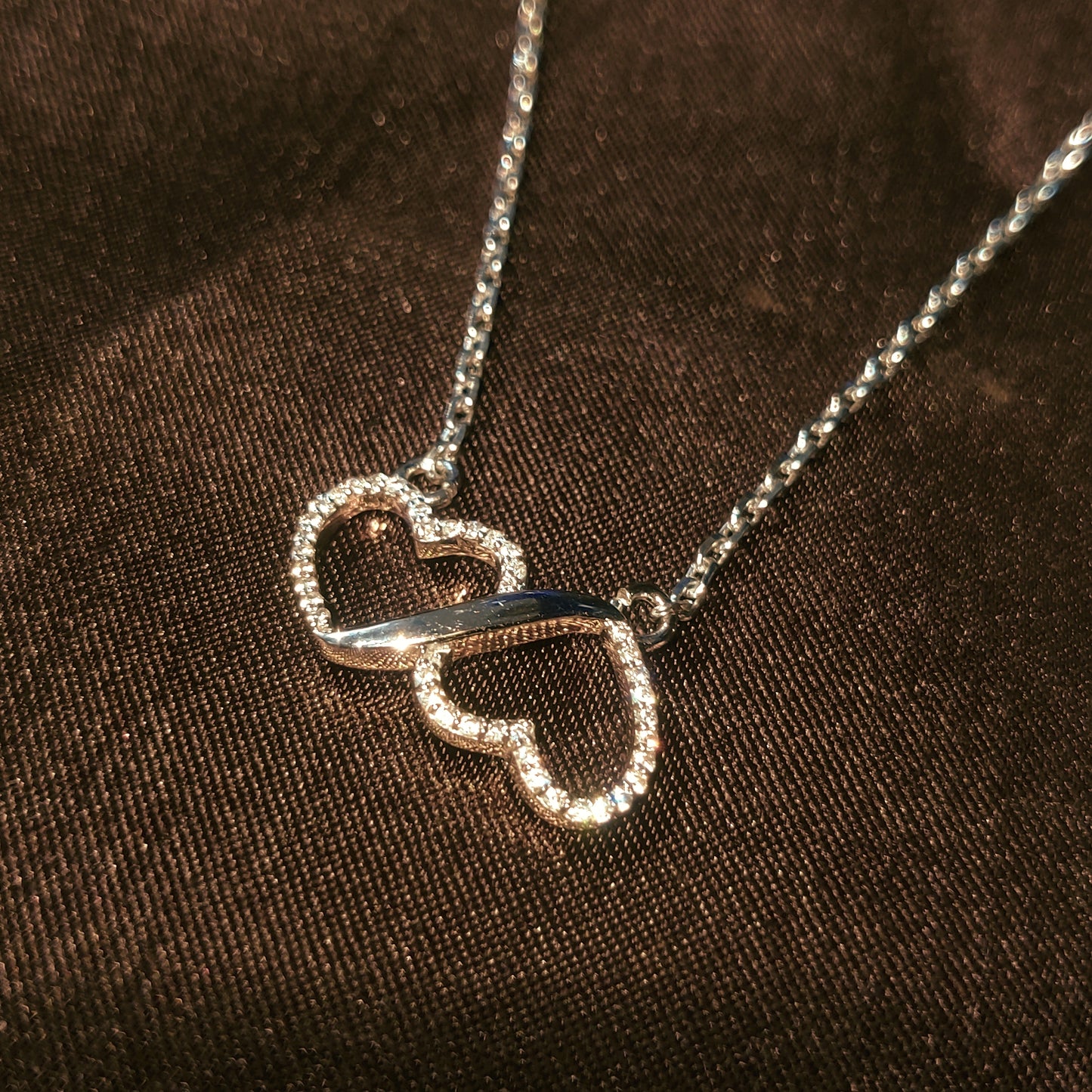 Romantic Double Heart Silver Pendant Necklace