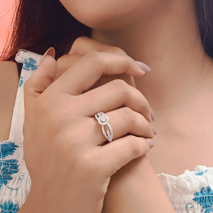 Criss Cross Crown Halo Ring